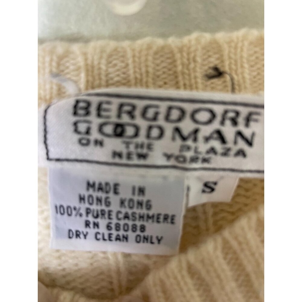 Bergdorf Goodman 100% Pure Cashmere Ivory Cable Knit Sweater Small - Picture 3 of 8
